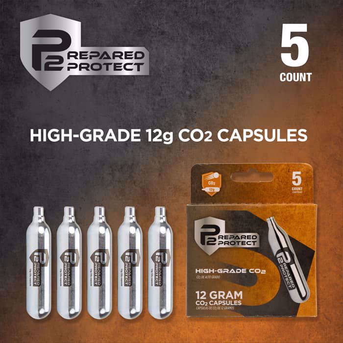 Prepared 2 Protect| Preparted 2 Protect 5-Count 12 Gram CO2 Cartridges