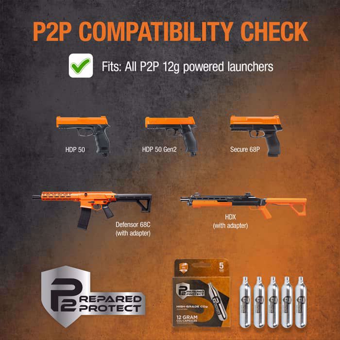 Prepared 2 Protect| Preparted 2 Protect 5-Count 12 Gram CO2 Cartridges